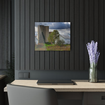 U R There Photography Baldwin White and Silos Rustic Farmhouse Acrylic Wall Print
