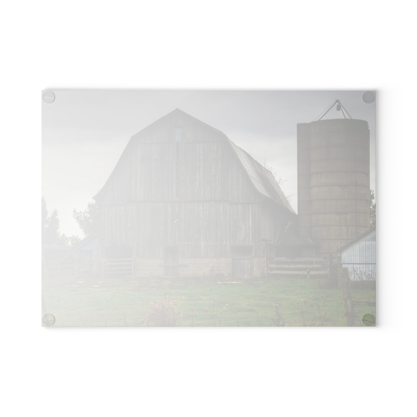 U R There Photography Eddy Road Grey II Rustic Farmhouse Tempered-Glass Cutting Board