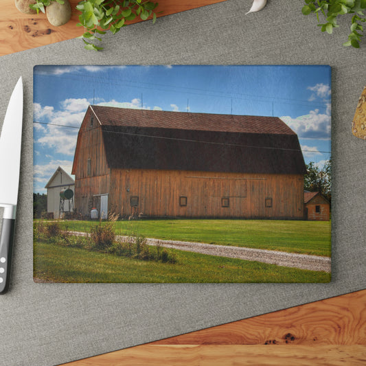 U R There Photography Bristol Gold Rustic Farmhouse Tempered-Glass Cutting Board