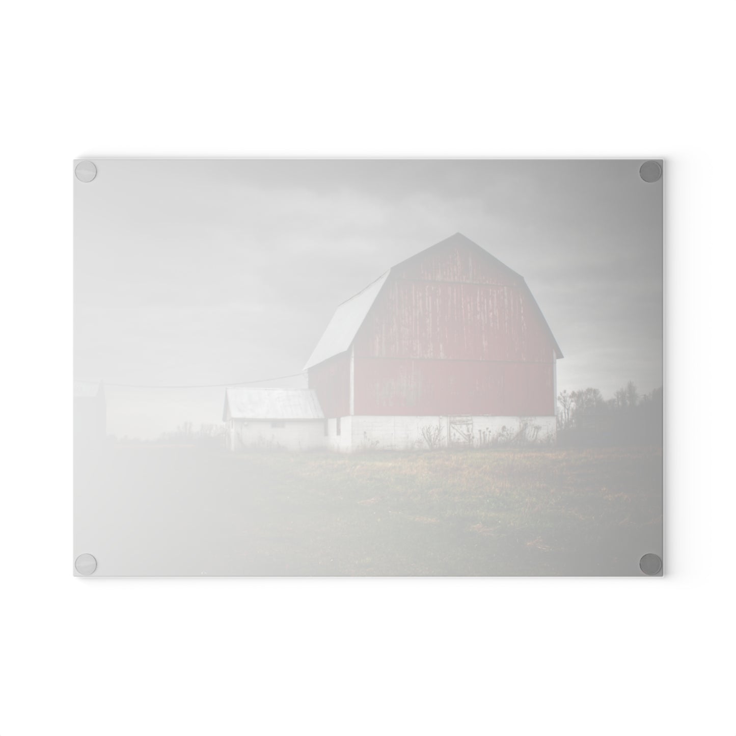 U R There Photography Mills Road Red II Rustic Farmhouse Tempered-Glass Cutting Board