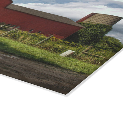 U R There Photography Metamora Road Red Rustic Farmhouse Tempered-Glass Cutting Board