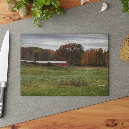 U R There Photography Bronson Lake Hidden Red I Rustic Farmhouse Tempered-Glass Cutting Board