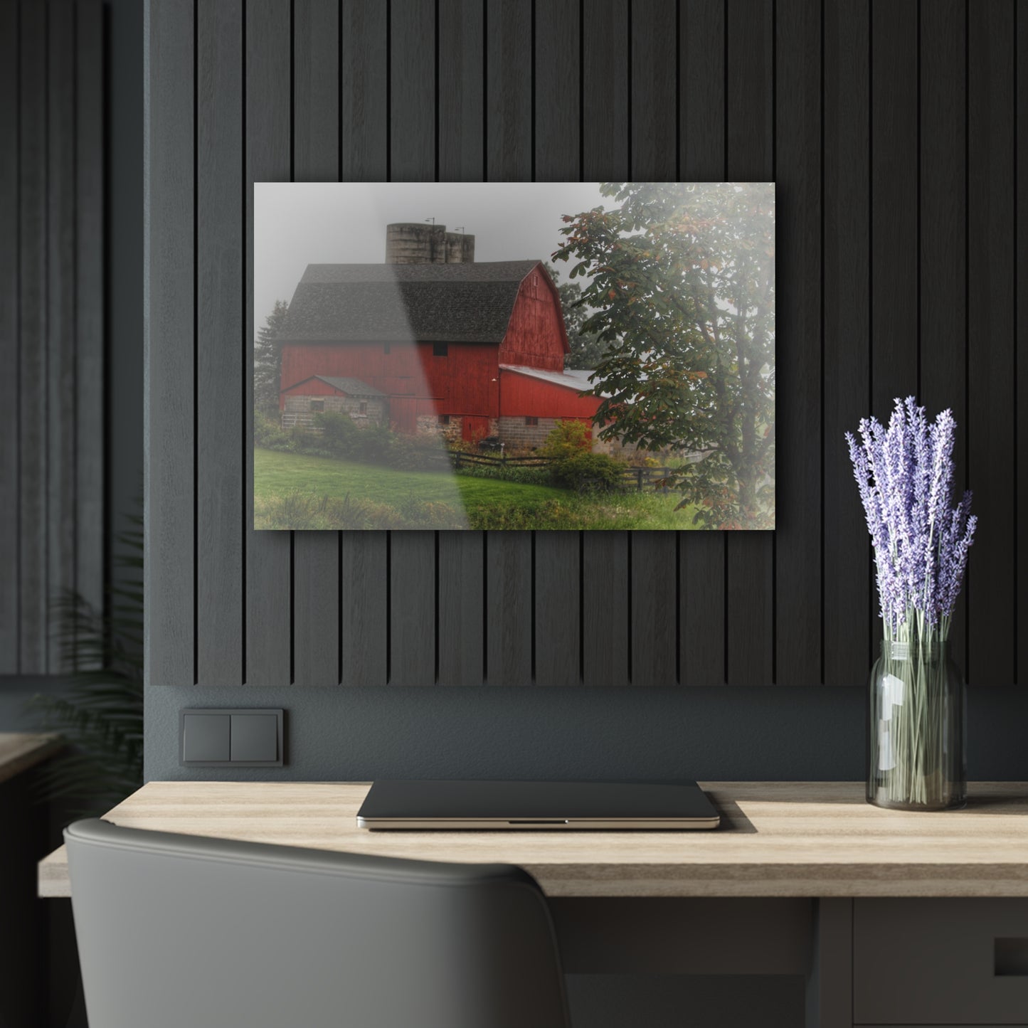 U R There Photography Five Lakes Road Red I Rustic Farmhouse Acrylic Wall Print