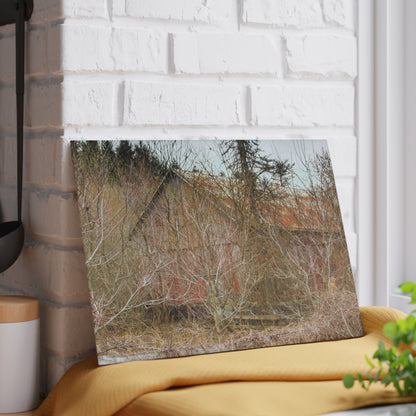 U R There Photography Klam Road Hidden Gable Red Rustic Farmhouse Tempered-Glass Cutting Board