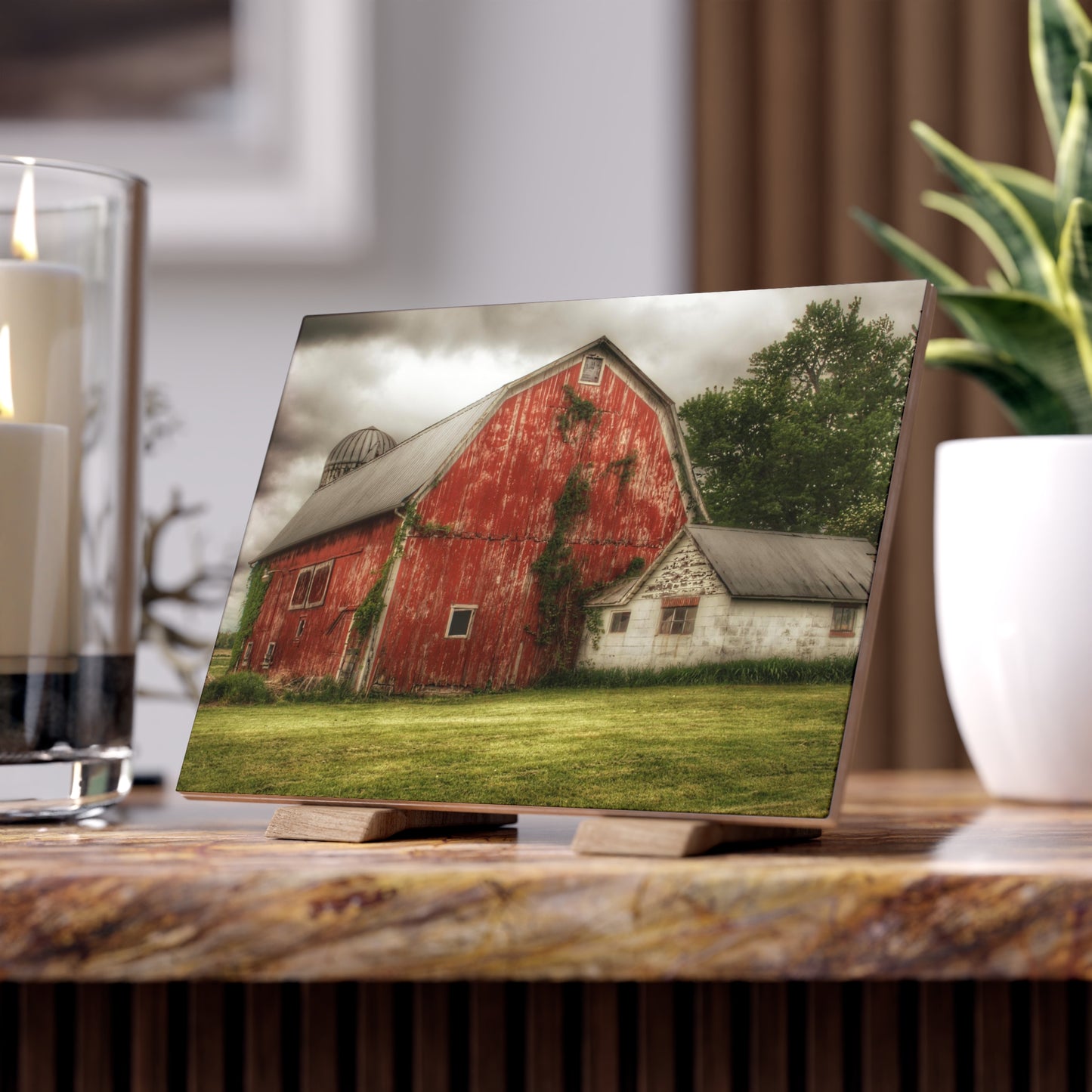 U R There Photography Stanley Road Red I Rustic Farmhouse Decorative Ceramic Tile