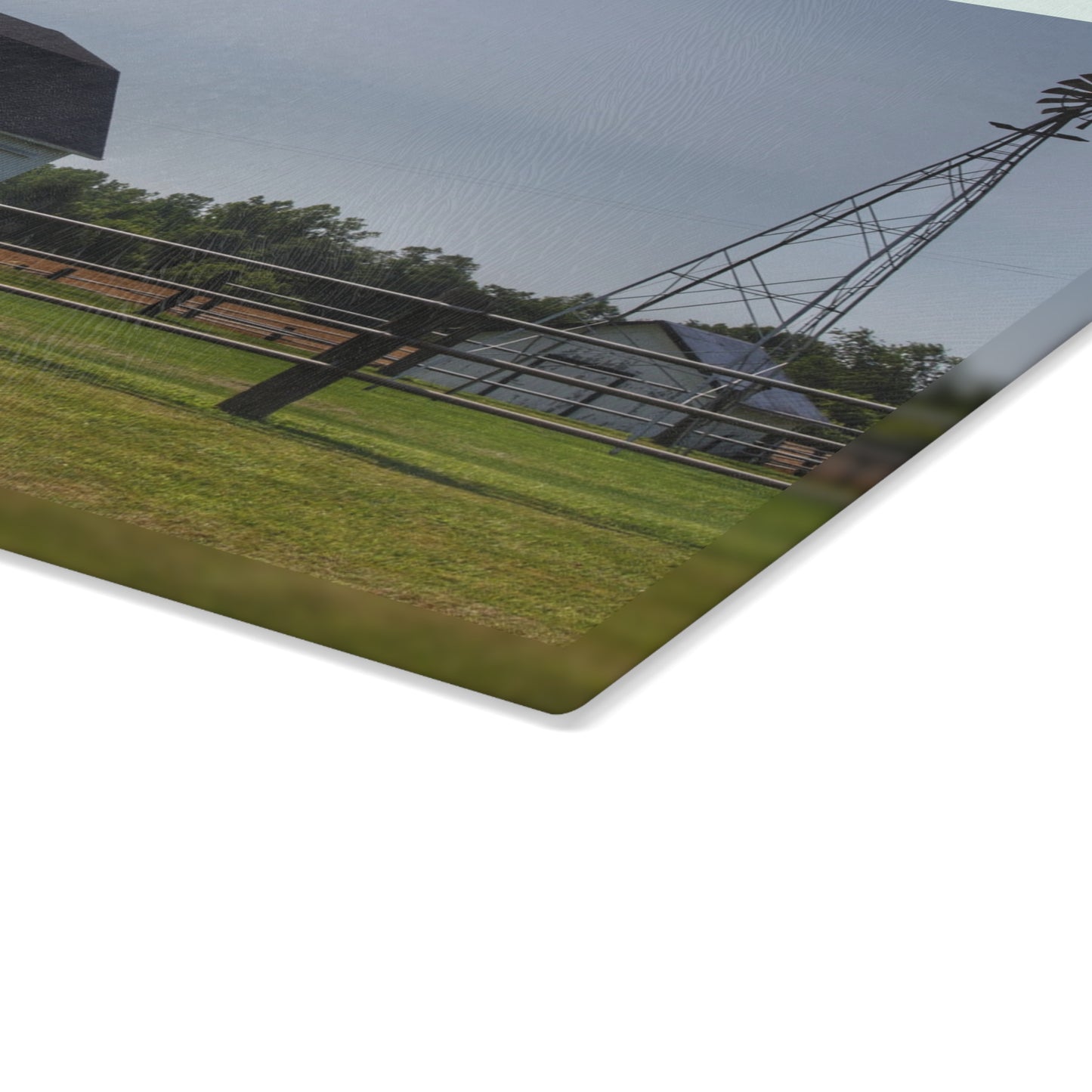 U R There Photography M-90 White and Windmill II Rustic Farmhouse Tempered-Glass Cutting Board