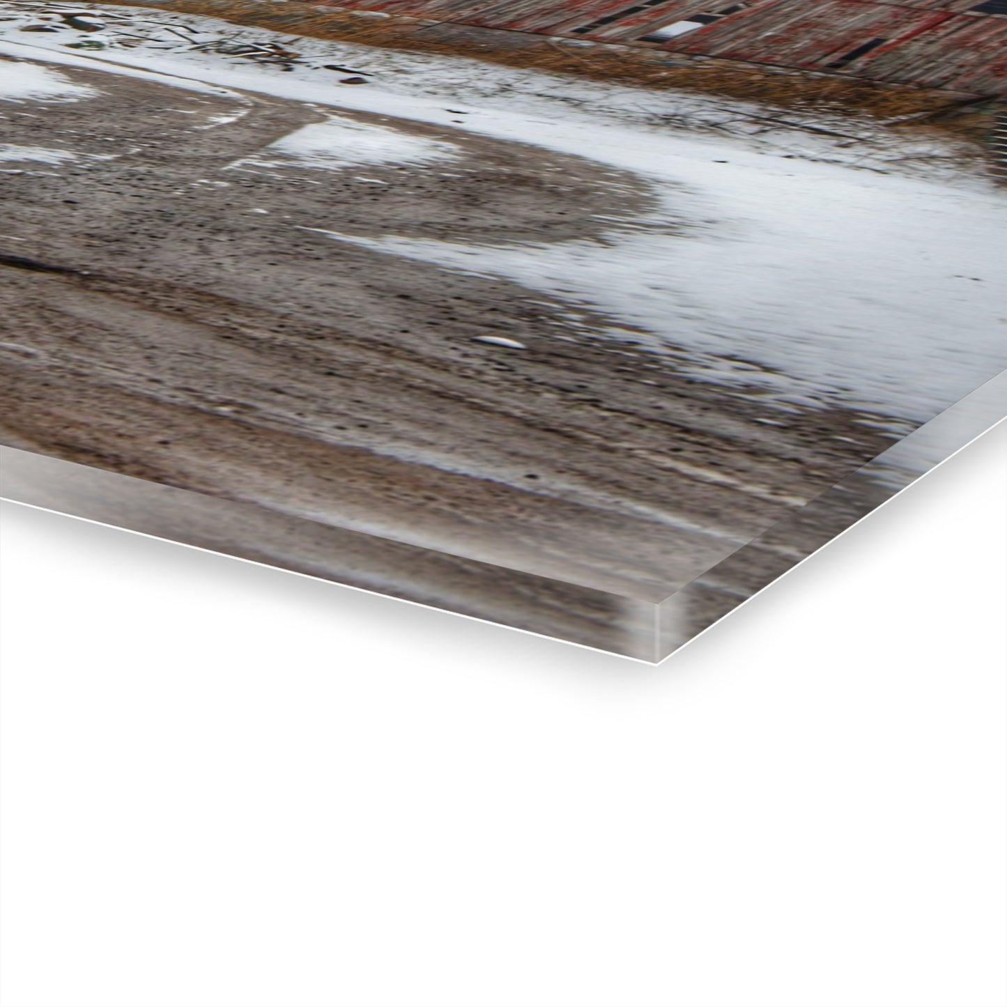 U R There Photography Marathon Road Red in Winter Rustic Farmhouse Acrylic Wall Print