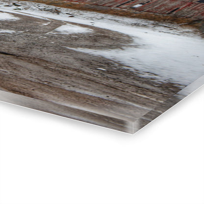 U R There Photography Marathon Road Red in Winter Rustic Farmhouse Acrylic Wall Print