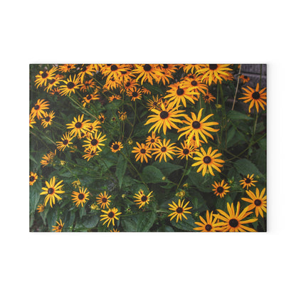 Barn Boutique Rustic Tempered-Glass Cutting Board| Black-Eyed Susans