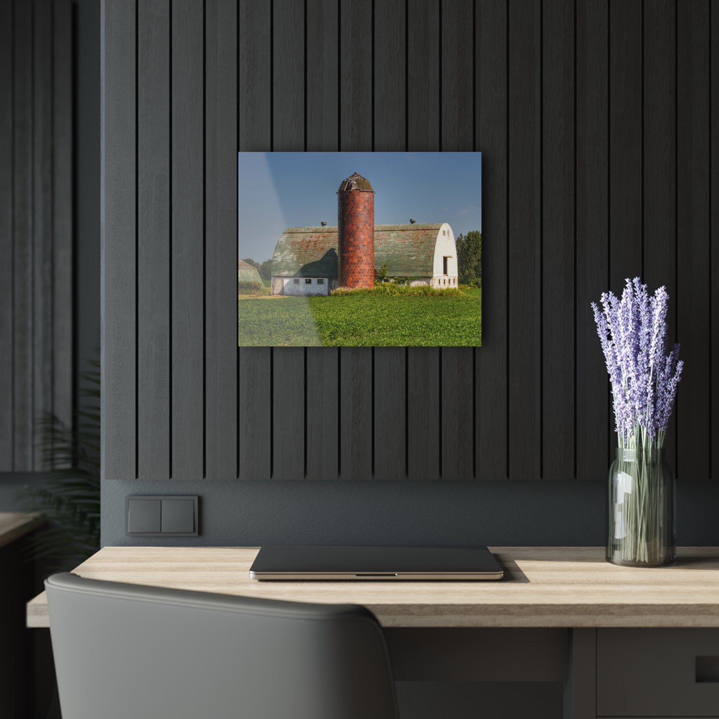 U R There Photography Elba White and Silo Rustic Farmhouse Acrylic Wall Print