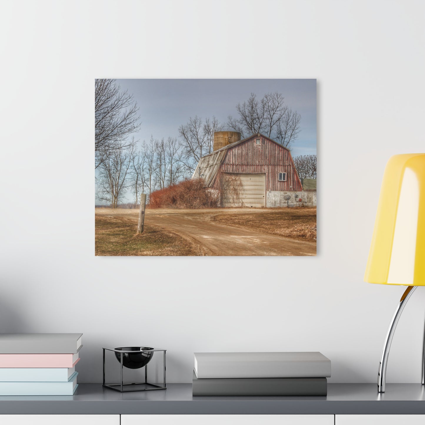 U R There Photography Maple Valley Road Red I Rustic Farmhouse Acrylic Wall Print