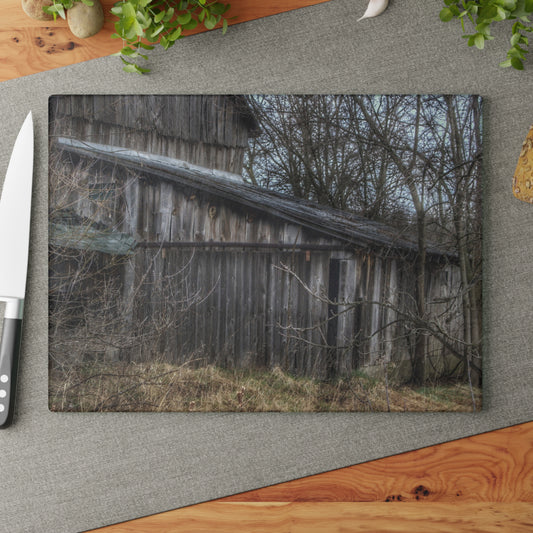 U R There Photography Rural Decay in Early Spring Rustic Farmhouse Tempered-Glass Cutting Board