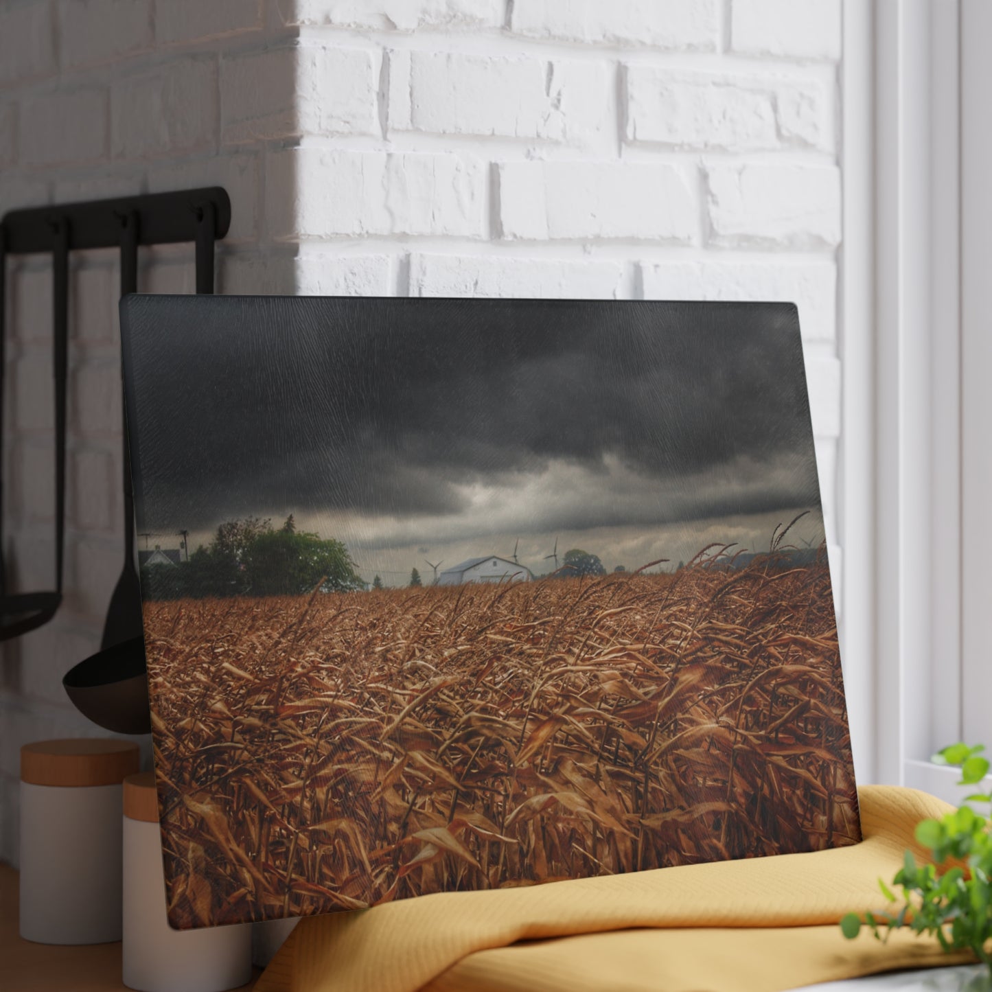 U R There Photography Garner Road Hidden White Rustic Farmhouse Tempered-Glass Cutting Board