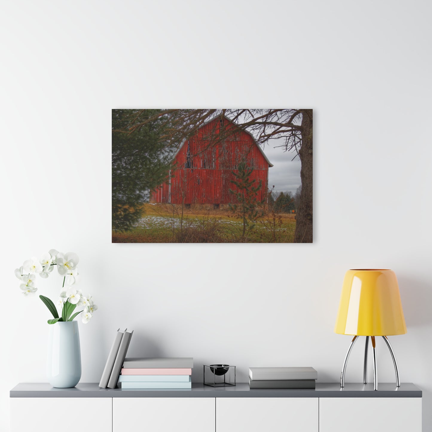 U R There Photography Johnsonmill Road Hidden Red Rustic Farmhouse Acrylic Wall Print