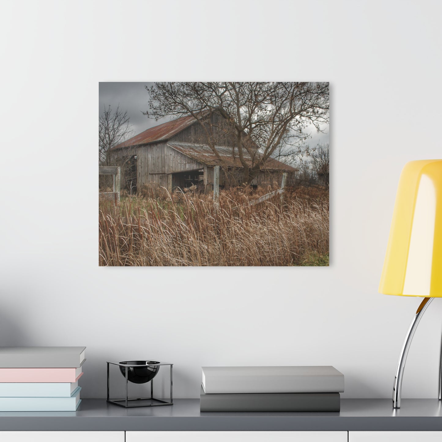 U R There Photography Grey Saltbox Rustic Farmhouse Acrylic Wall Print