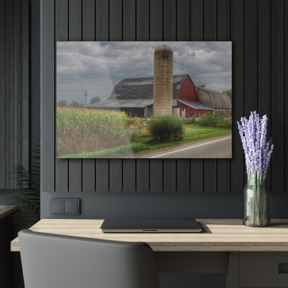 U R There Photography Lake Pleasant Road Little Red and Silo II Rustic Farmhouse Acrylic Wall Print