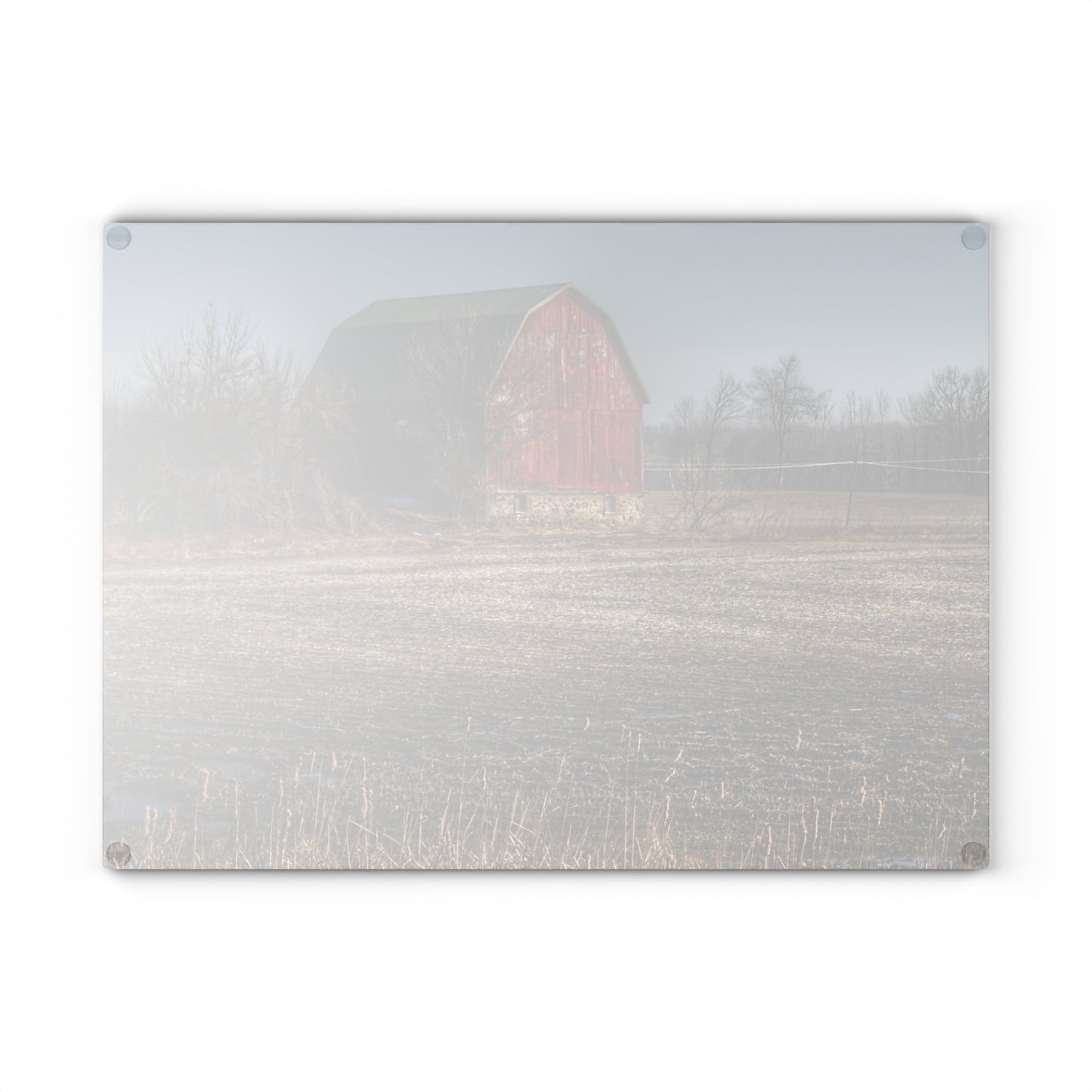 U R There Photography Bowers Road Goodland Red Rustic Farmhouse Tempered-Glass Cutting Board