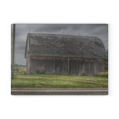 U R There Photography M-24 Elder Grey Rustic Farmhouse Tempered-Glass Cutting Board