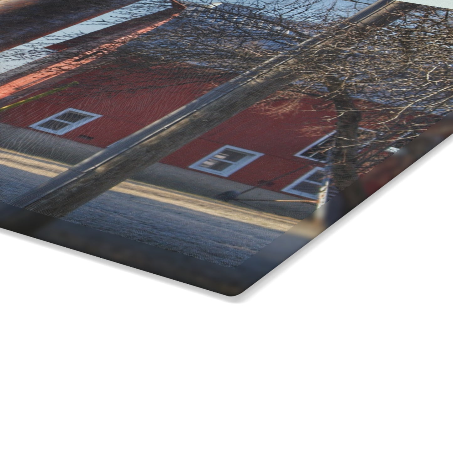 U R There Photography Newark Hidden Red Rustic Farmhouse Tempered-Glass Cutting Board
