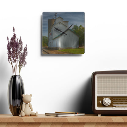 U R There Photography Aside the Tracks in Mayville Rustic Farmhouse Acrylic Analog Wall Clock