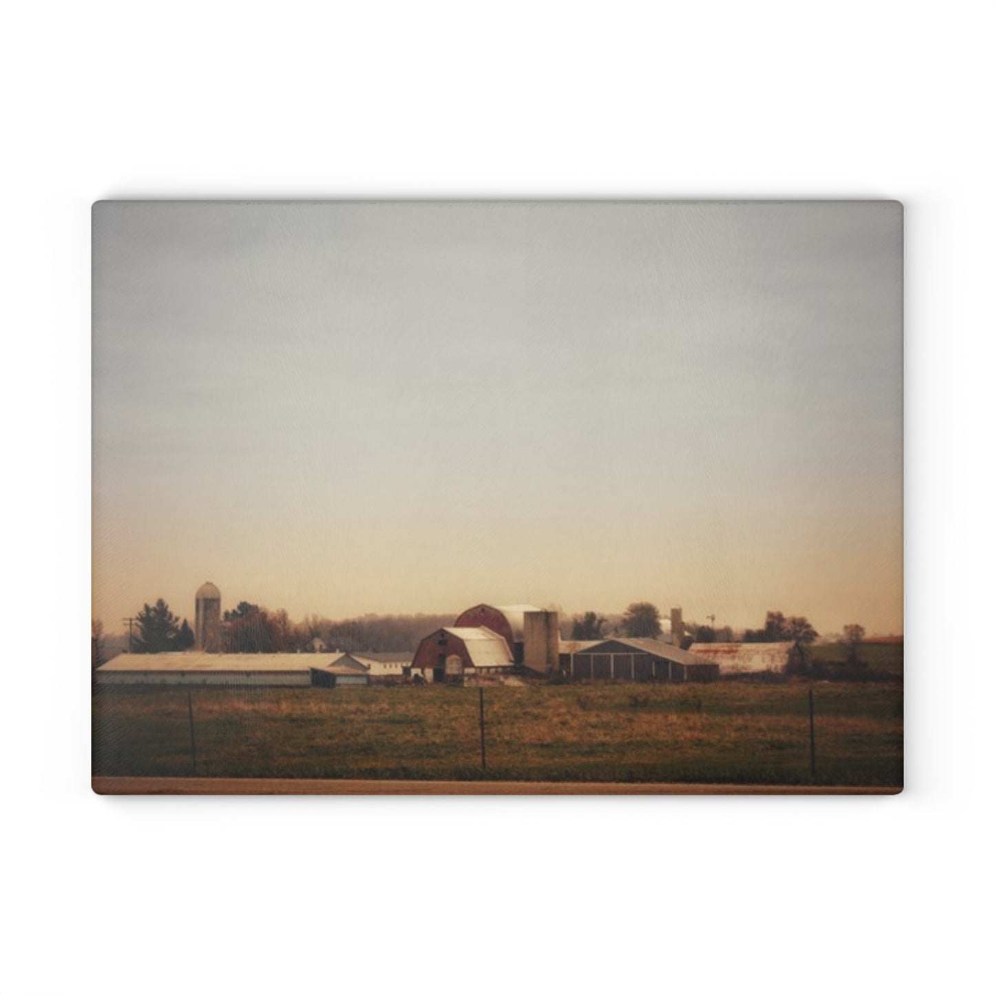 U R There Photography Marlette Road Farm II Rustic Farmhouse Tempered-Glass Cutting Board