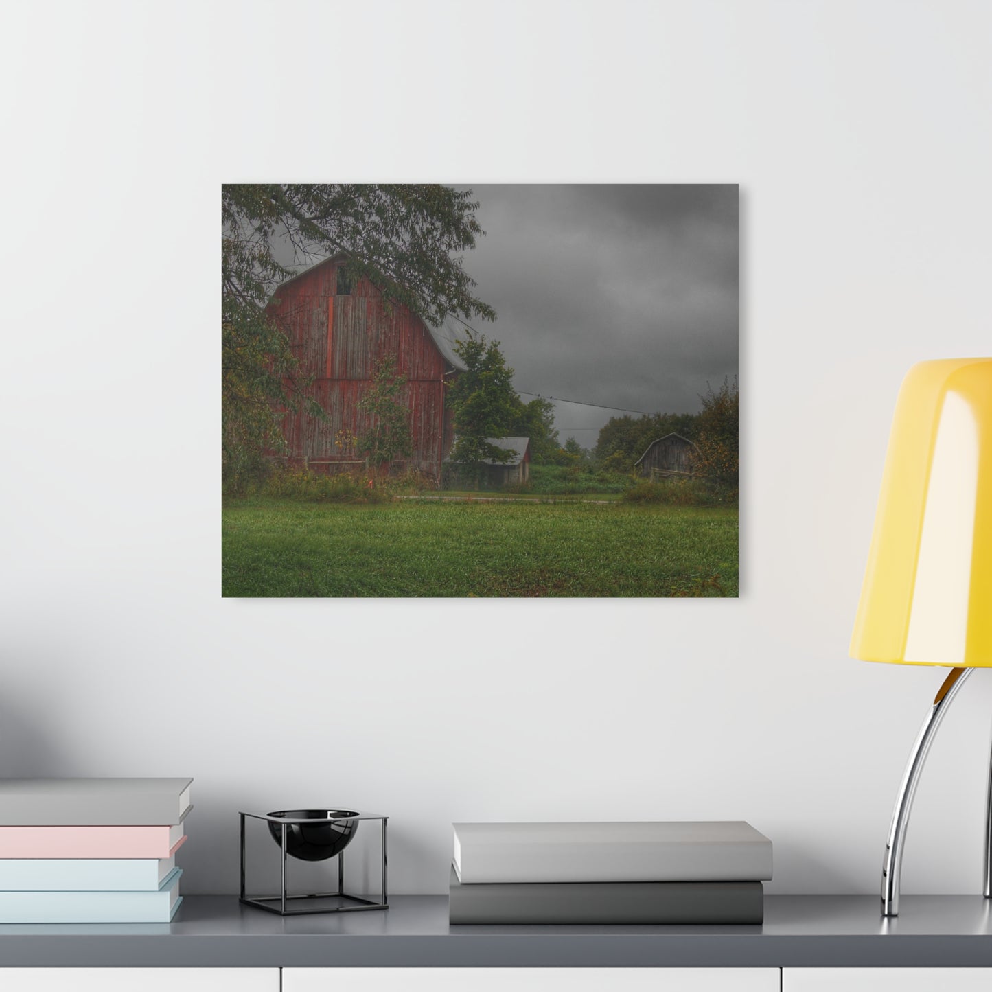 U R There Photography Columbiaville Red and Little Grey Rustic Farmhouse Acrylic Wall Print