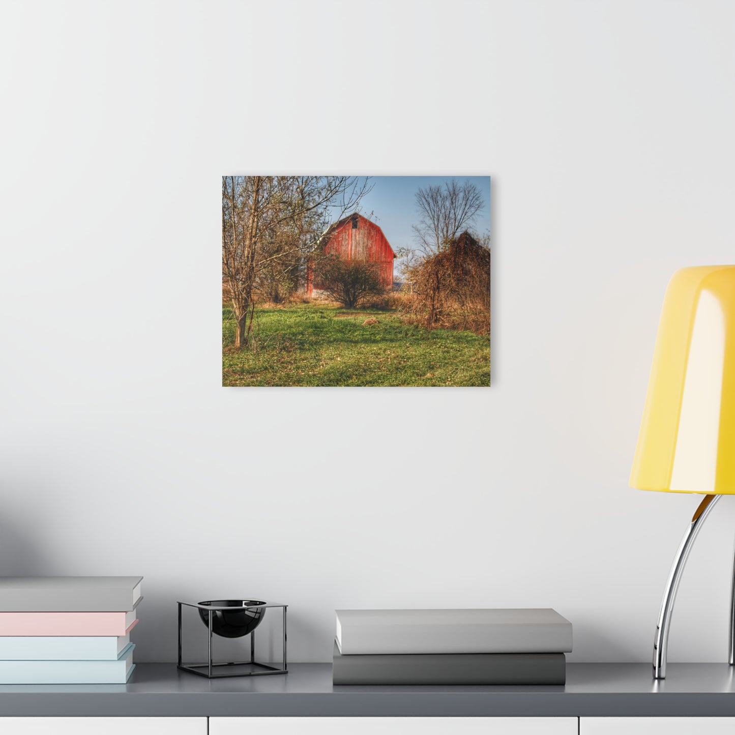 U R There Photography Columbiaville Red in November Rustic Farmhouse Acrylic Wall Print