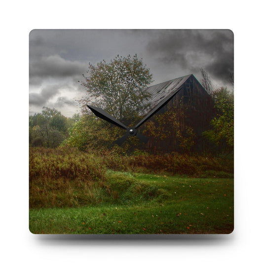 Day of Grey Rustic Farmhouse Acrylic Analog Wall Clock 10.75'' × 10.75'' (Square)