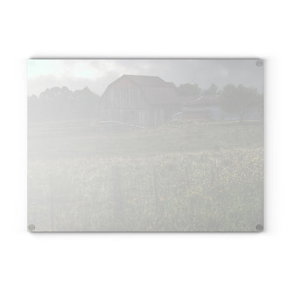 U R There Photography Newark Road Tilted Grey I Rustic Farmhouse Tempered-Glass Cutting Board
