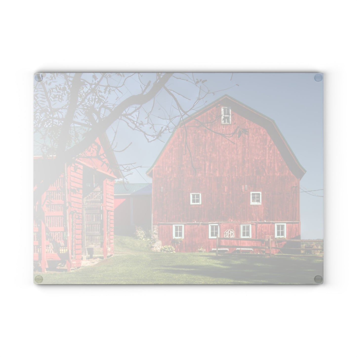 U R There Photography Gardner Road Red II Rustic Farmhouse Tempered-Glass Cutting Board