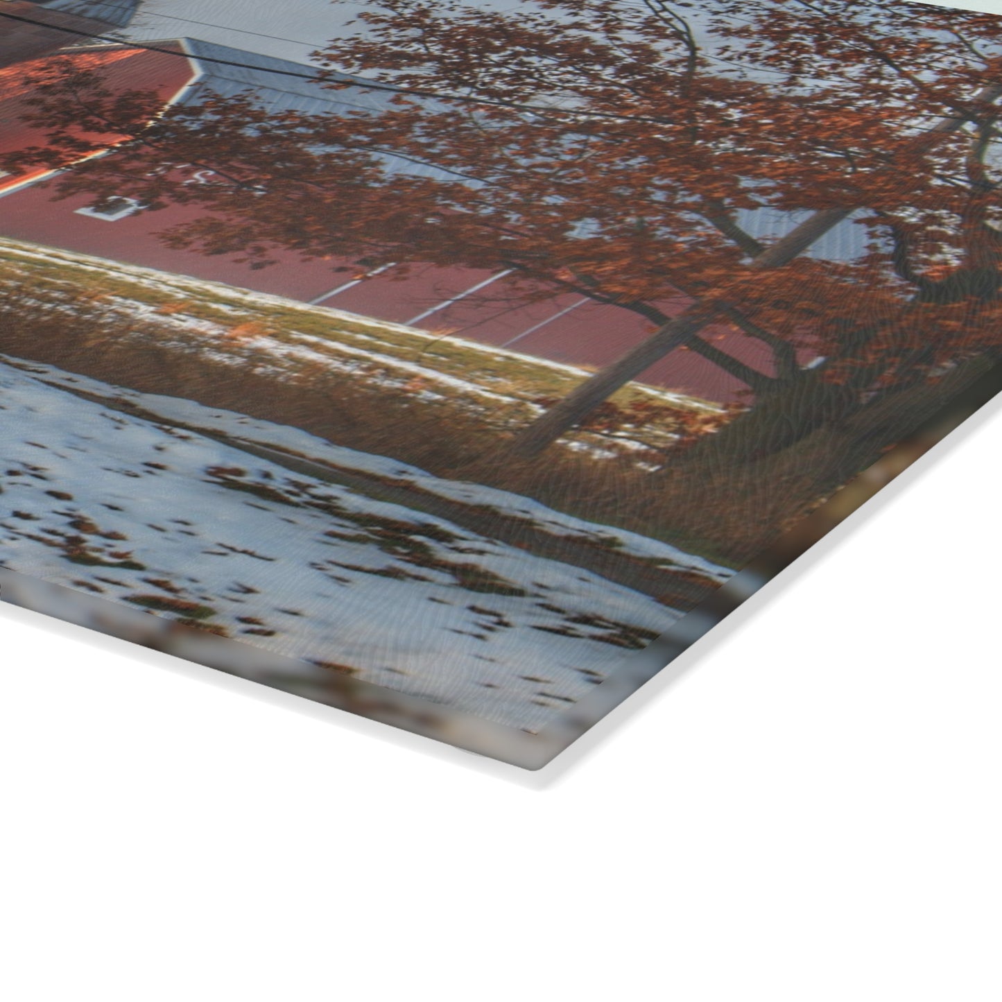 U R There Photography Vienna Road Red Rustic Farmhouse Tempered-Glass Cutting Board