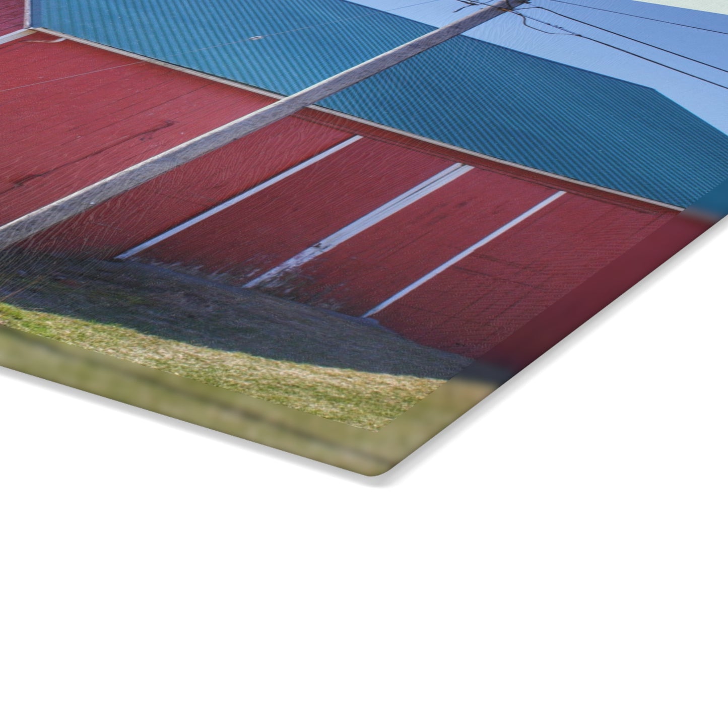 U R There Photography Imlay City Road Red II Rustic Farmhouse Tempered-Glass Cutting Board