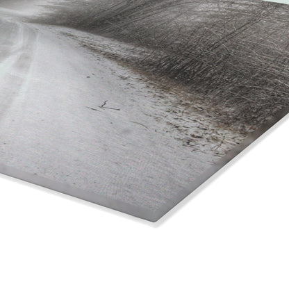 U R There Photography Cold Country Roads Rustic Farmhouse Tempered-Glass Cutting Board