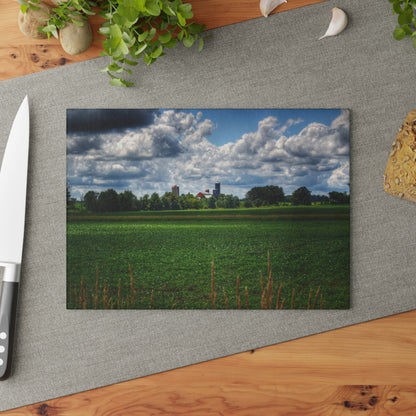 U R There Photography Farm from a Distance Rustic Farmhouse Tempered-Glass Cutting Board