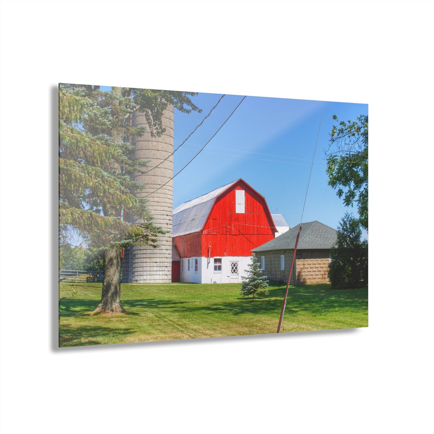 U R There Photography East Lake Road Red and Little Grey Rustic Farmhouse Acrylic Wall Print