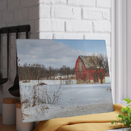 U R There Photography Oregon Road Hillside Red Rustic Farmhouse Tempered-Glass Cutting Board