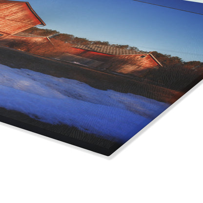 U R There Photography M-15 Reds in Winter Rustic Farmhouse Tempered-Glass Cutting Board