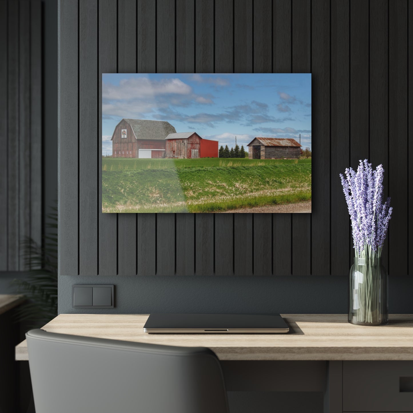 U R There Photography Unionville Reds Rustic Farmhouse Acrylic Wall Print