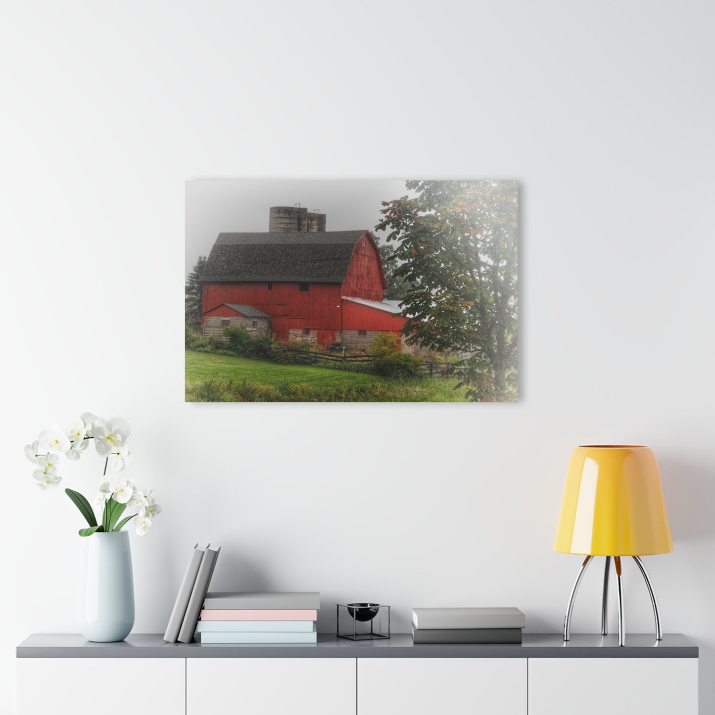 U R There Photography Five Lakes Road Red I Rustic Farmhouse Acrylic Wall Print