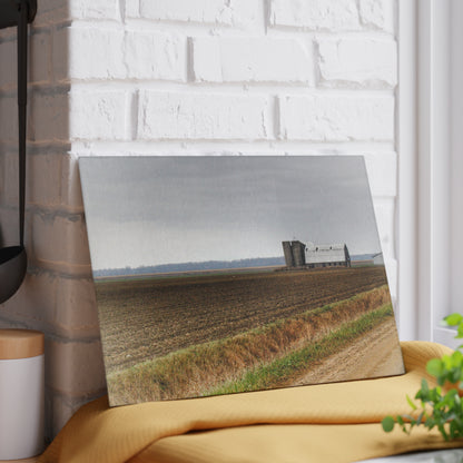 U R There Photography North Gates Road Old Grey I Rustic Farmhouse Tempered-Glass Cutting Board 8"x 11"