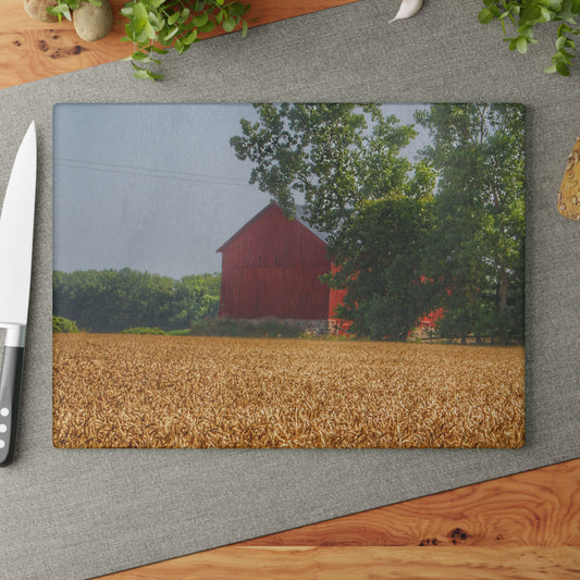 U R There Photography Tubspring Road Hidden Red Rustic Farmhouse Tempered-Glass Cutting Board