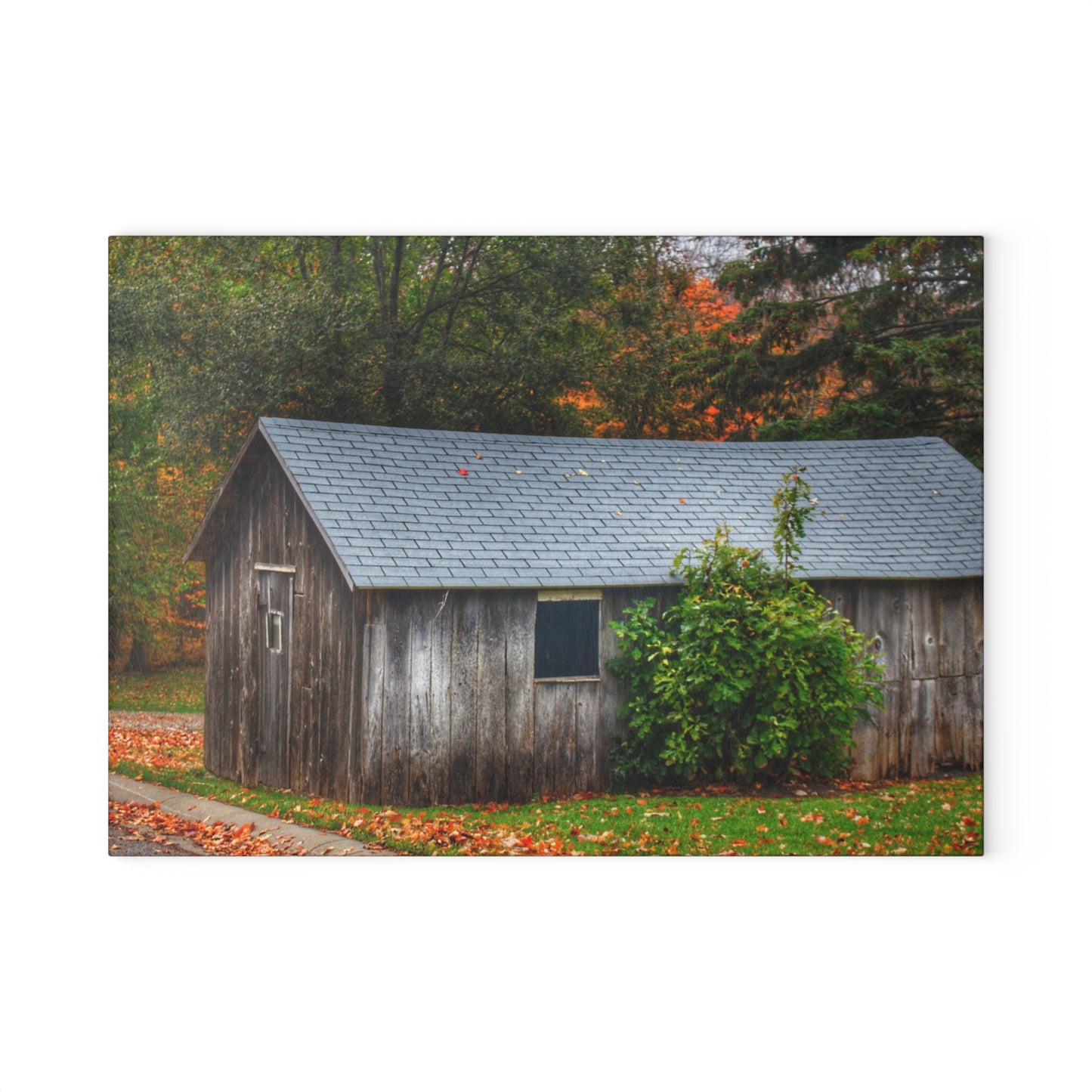 U R There Photography Grey Roadside Shack Rustic Farmhouse Tempered-Glass Cutting Board