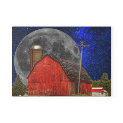 U R There Photography Moon over Hollenbeck Rustic Farmhouse Tempered-Glass Cutting Board