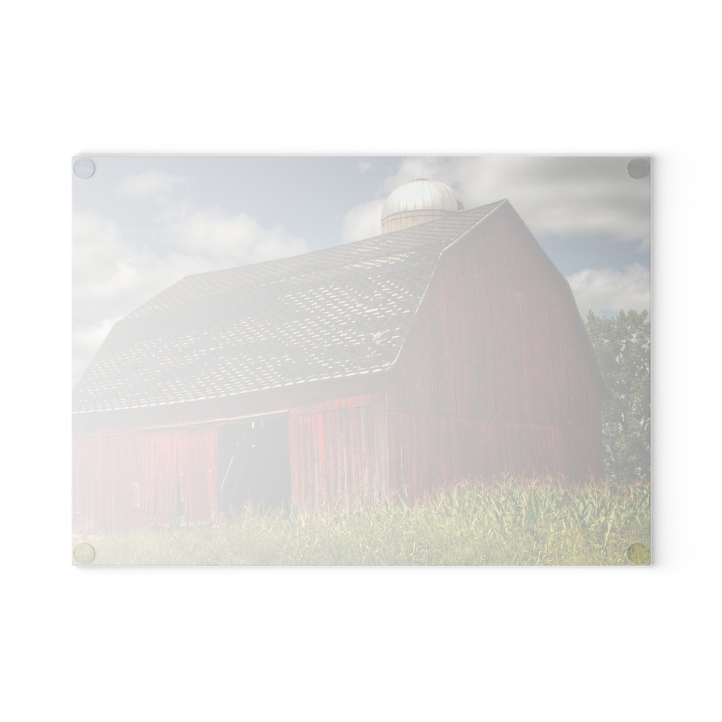 Barn Boutique Rustic Tempered-Glass Cutting Board| Hollenbeck Road Red I