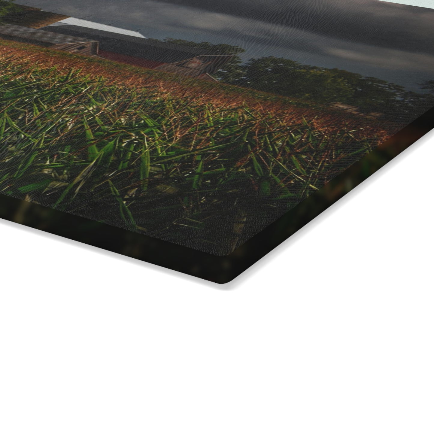 U R There Photography Bishop Road Beyond the Corn Rustic Farmhouse Tempered-Glass Cutting Board