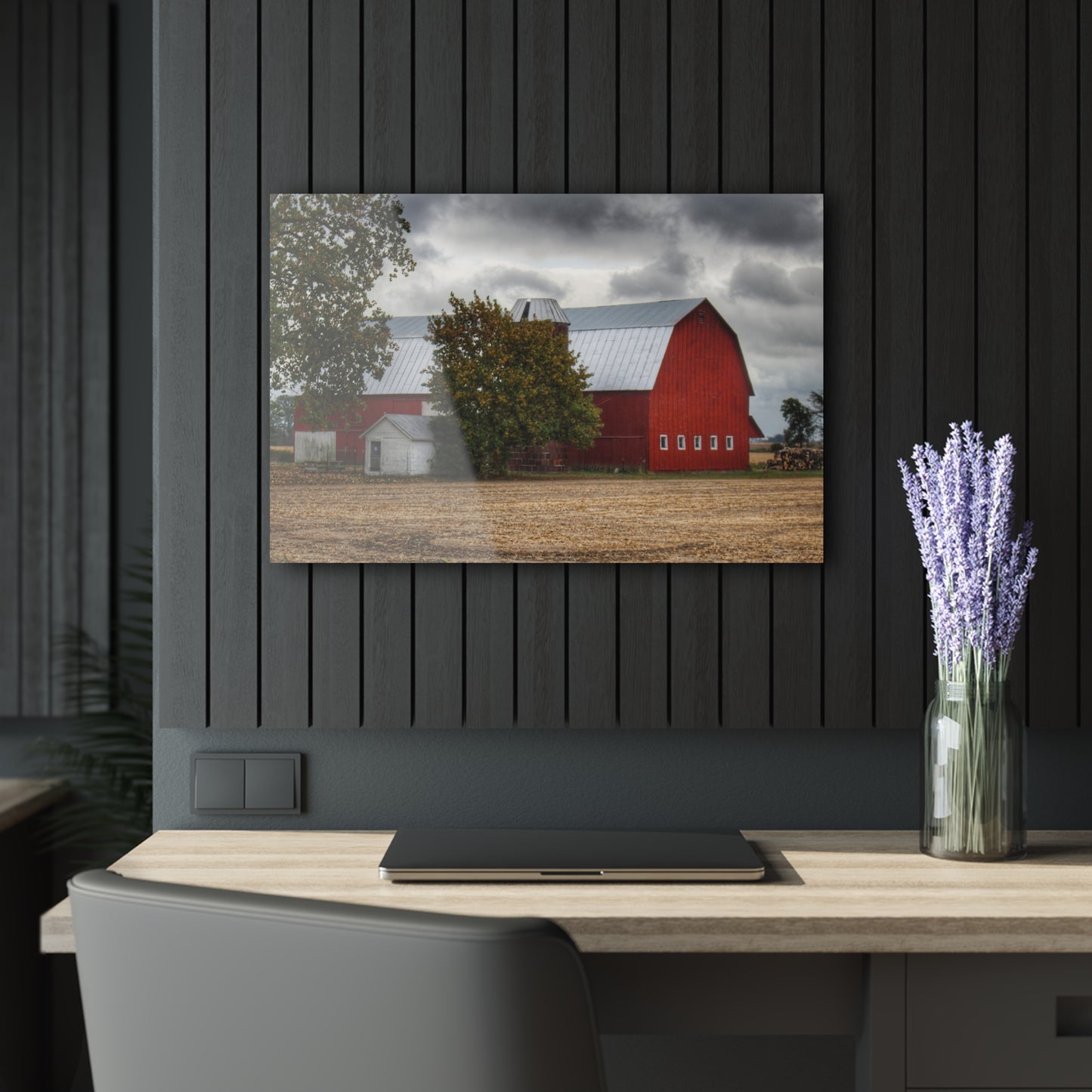 U R There Photography Wadsworth Road Red Rustic Farmhouse Acrylic Wall Print