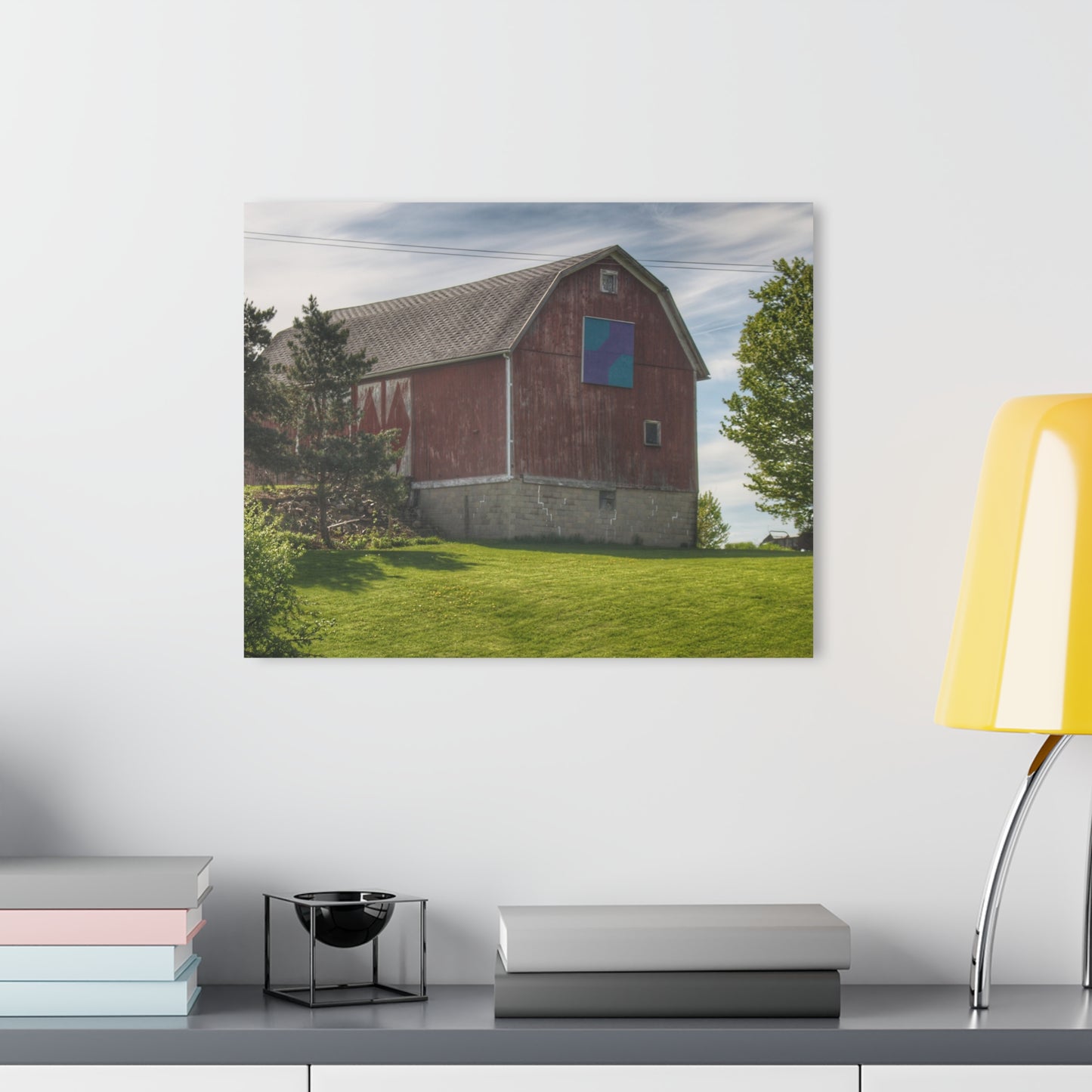 U R There Photography Mertz Road Quilted Red Rustic Farmhouse Acrylic Wall Print