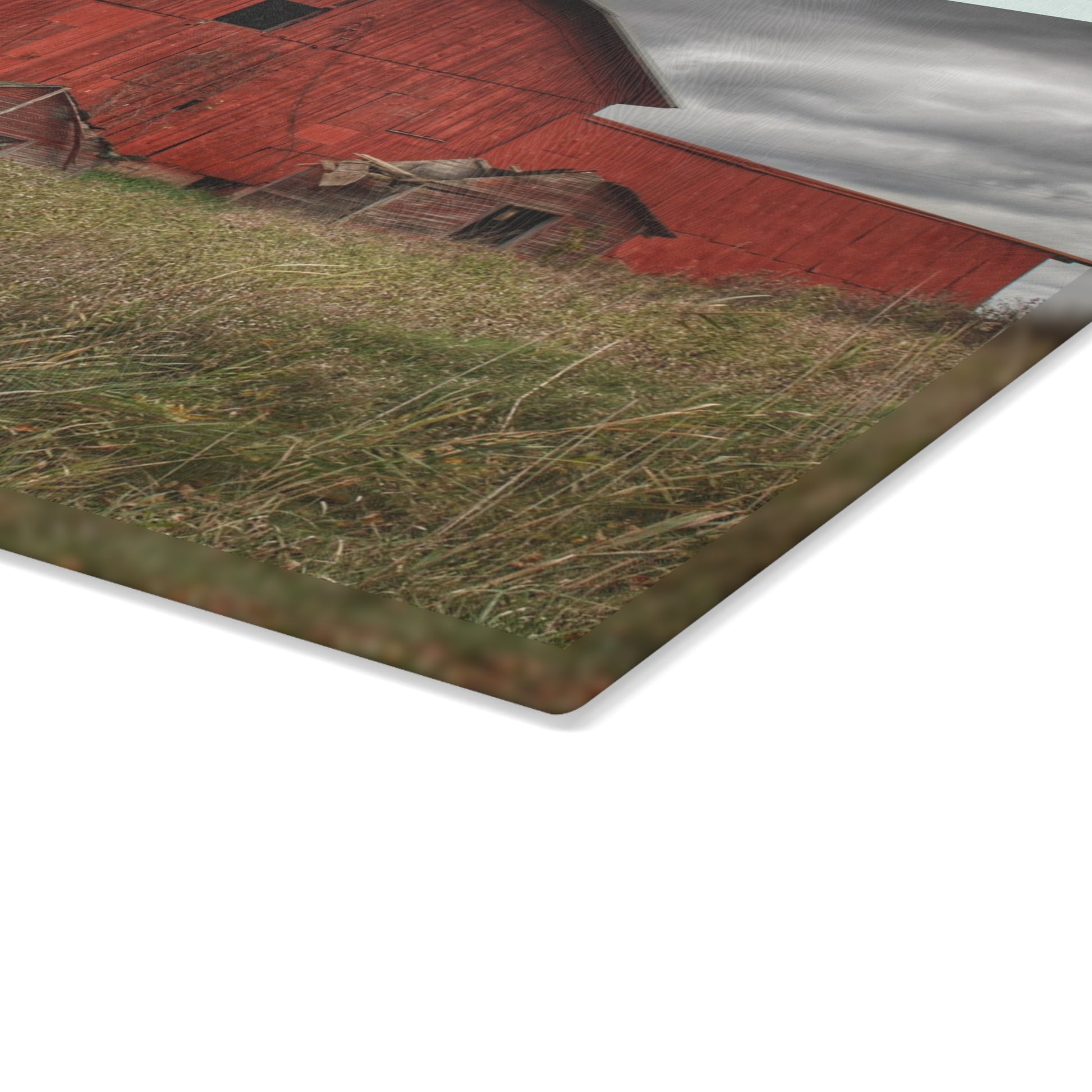 U R There Photography Horton Hilltop Red I Rustic Farmhouse Tempered-Glass Cutting Board 8" x 11" Rectangle