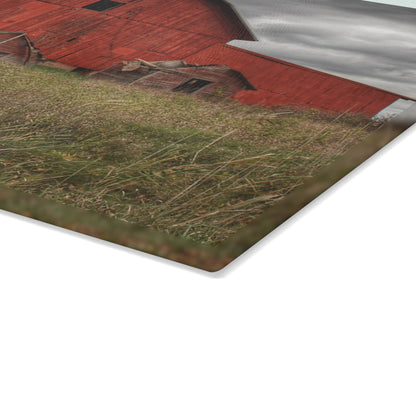 U R There Photography Horton Hilltop Red I Rustic Farmhouse Tempered-Glass Cutting Board 8" x 11" Rectangle