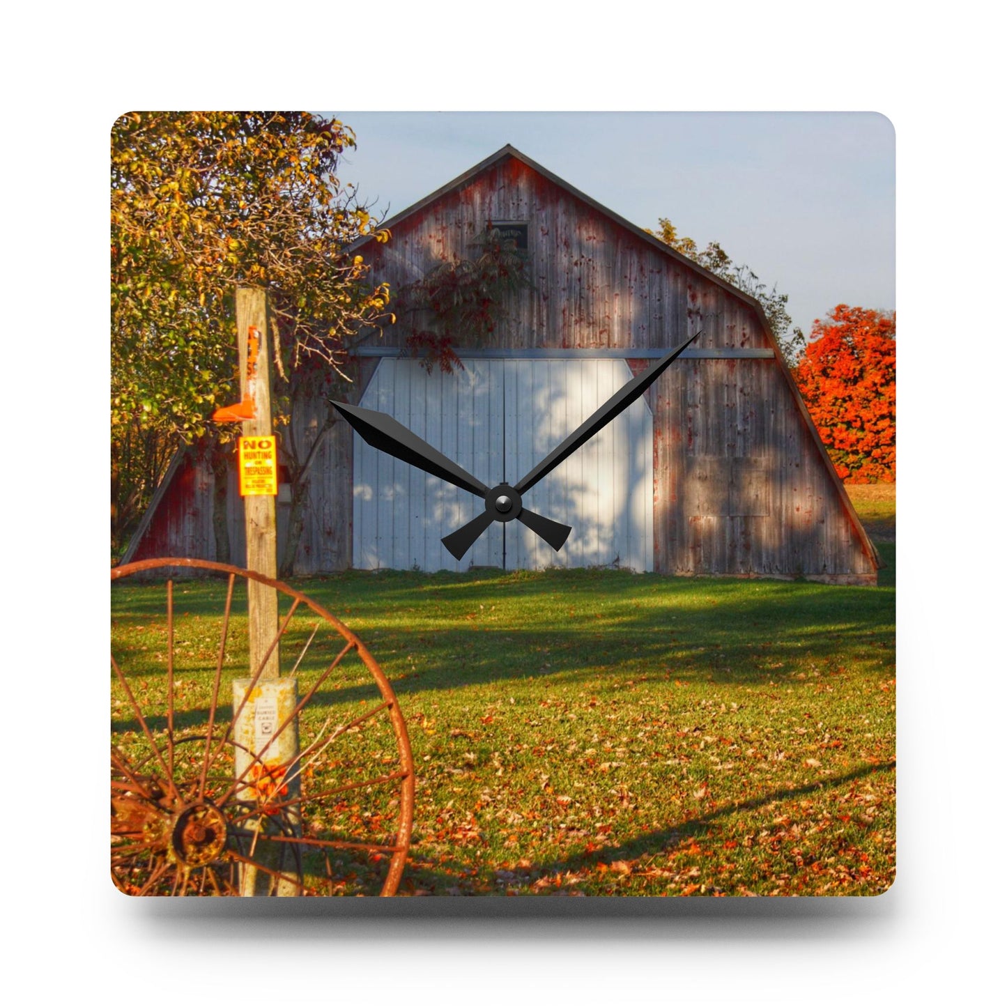 U R There Photography Cade Road Quonset Rustic Farmhouse Acrylic Analog Wall Clock